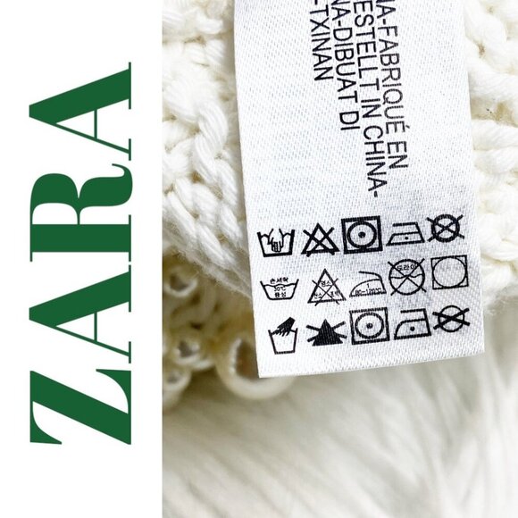 NWT ZARA WHITE ECRU CABLE KNIT FAUX PEARL SLEEVELESS SWEATER, LARGE - Picture 12 of 16